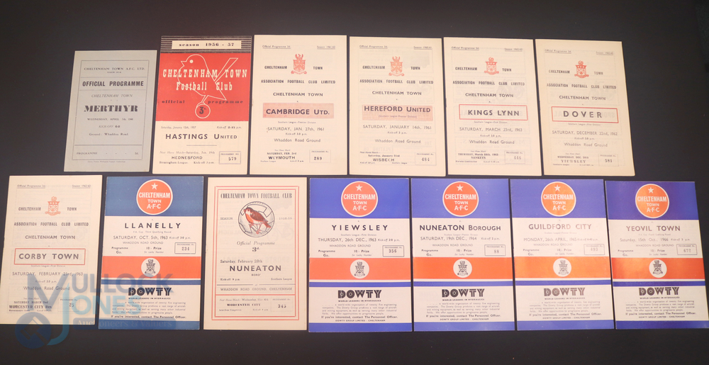 Selection of Cheltenham Town home programmes 1947/48 Merthyr Town, 1956/57 Hastings Utd, 1961/62