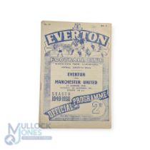 1949/50 Manchester Utd away match programmes v Everton (12 November), Liverpool (7 September);