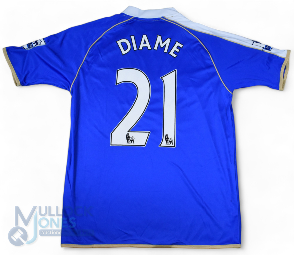 2010/11 Mohamed Diame No 21 Wigan Athletic match worn home football shirt v Chelsea 21 Aug in blue - Image 2 of 2