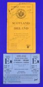 1949 Scotland v Ireland Signed Rugby Programme and Ticket (2): Usual slightly split spine on the