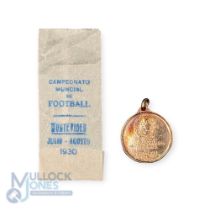1930 Uruguay Football World Cup Commemorative Camponato Mundial de Football Medal, a copper plated