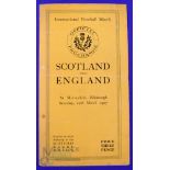 Scarce 1927 Scotland v England Rugby Programme: Standard Murrayfield slim orange 8pp issue, neat