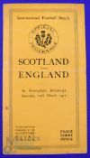 Scarce 1927 Scotland v England Rugby Programme: Standard Murrayfield slim orange 8pp issue, neat