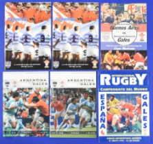 1994-2006 Wales in Argentina and Spain Rugby Programmes (6): 1999, both tests and Buenos Aires; 2006