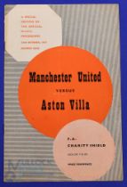 1957 Charity Shield Manchester Utd v Aston Villa match programme at Old Trafford 22 October 1957;
