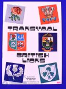 1974 British and I Lions v Transvaal Rugby Programme: At Jo'burg. 48 packed pp. Great pics, near