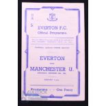 1945/46 Football League North Everton v Manchester Utd 4 page match programme 13 October 1945;
