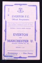 1945/46 Football League North Everton v Manchester Utd 4 page match programme 13 October 1945;