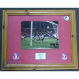 1990 FA Cup Final Wembley Mark Bright Crystal Palace Signed Photograph: framed colour photograph -