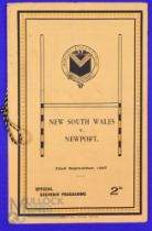 Rare 1927 Newport v New South Wales Rugby Programme: 8pp plus attractive amber covers. Very few to