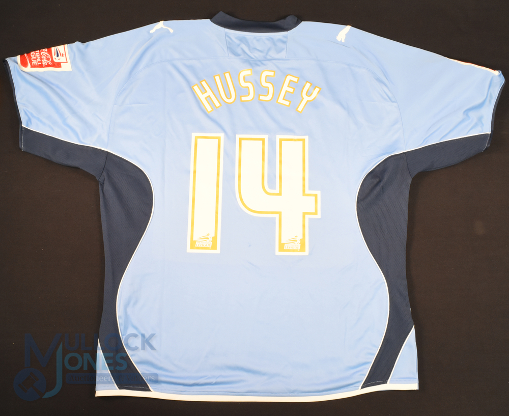 2009/10 Chris Hussey No 14 Coventry City match worn home football shirt in blue, Puma/Cassidy Group, - Image 2 of 2