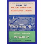 1958 FAC final Bolton Wanderers v Manchester Utd match programme 3 May 1958; small edge tear back