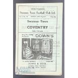 1946-47 Swansea Town v Coventry 7th April 1947 football programme - light pocket folds