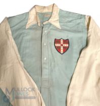 Cambridge University sports shirt, possibly football, with shield coat of arms made by J T Masters
