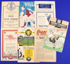 1948/49 Bolton Wanderers away match programmes to include Chelsea, Aston Villa (double issue