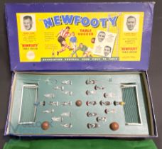 1958-59 Newfooty Table Soccer De-Lux Edition illustrated box with 2 celluloid teams black with white