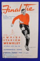 1938 FA Cup Final Huddersfield Town v Preston North End match programme 30 April 1938 at Wembley;