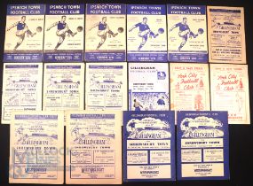 Shrewsbury Town away match programmes at Ipswich Town 1951/52, 1952/53, 1953/54, 1955/56, 1956/57;