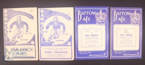 Barrow v Oldham Athletic Div. 3 (N) match programmes seasons 1949/50, 1950/51, 1954/55, 1956/57;