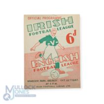1947 Irish Football League v English Football League programme at Windsor Park, 22 October 1947;