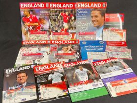 Selection of International Football programmes all with tickets to include England v Holland 9/2/05,