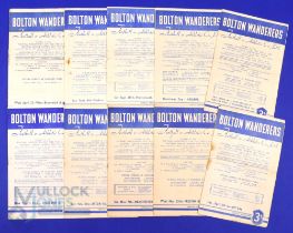 1952/53 Bolton Wanderers home league match programmes v Chelsea, Portsmouth, Arsenal, Charlton