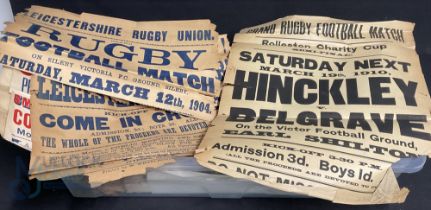 Original Posters Leicestershire Rugby Union - quantity but all in very frail condition rips and