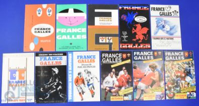 1963-1995 France v Wales Rugby programmes (11): Great selection of Paris issues, 1963, 1969, 1975-85