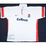 1997-9 England Phil Vickery International Rugby Jersey: Nike XXL short sleeved white jersey with