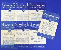 1954/55 Shrewsbury Town home match programmes v Leyton Orient, Southampton, Crystal Palace, Exeter