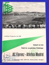 1962 European Cup Winners Cup final (replay) Fiorentina v Atletico Madrid match programme at