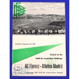 1962 European Cup Winners Cup final (replay) Fiorentina v Atletico Madrid match programme at