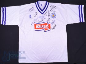 1997/98 Leicester City Multi-Signed away football shirt in white, Fox/Walkers, size 46/48", short