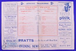 Scarce 1926 England v France Rugby Programme: The early Twickenham newspaper style format, with