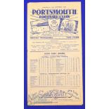1948/49 Portsmouth (champions) v Bolton Wanderers Div. 1 match programme 30 October 1948; good. (1)