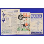 1951/52 Manchester Utd (champions) away match programmes v Burnley, Fulham, Tottenham Hotspur;