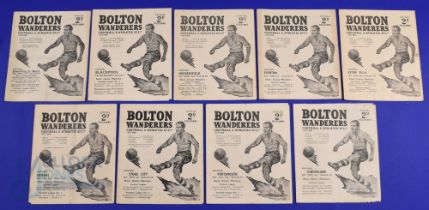 1950/51 Bolton Wanderers home match programmes Div. 1 to include Sheffield Wednesday, Blackpool,