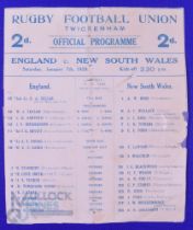 Scarce 1928 England v New South Wales Rugby Programme: The Waratahs at Twickenham, larger