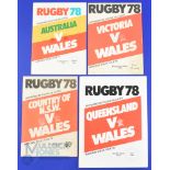 1978 Wales Tour to Australia Rugby Programmes (5): 1978 v Victoria, grubby, NSW Country, quite