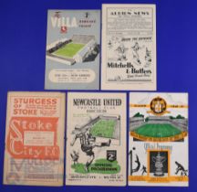1949/50 Bolton Wanderers away match programmes v Aston Villa, WBA, Stoke City, Newcastle Utd,