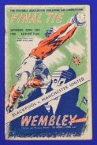 1948 FAC final Manchester Utd v Blackpool match programme 24 April 1948; heavy rusty staples,