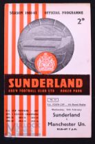 1960/61 Sunderland v Manchester Utd FAYC replay match programme 15 February 1961, 4 page; fair/good.