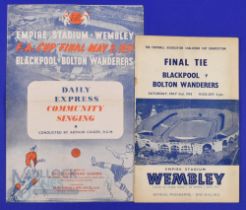 1953 FAC final Blackpool v Bolton Wanderers match programme 2 May 1953; staple removed, fair
