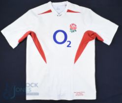 2004 England Steve Thompson International Rugby Jersey: Nike XXL white short sleeved match worn