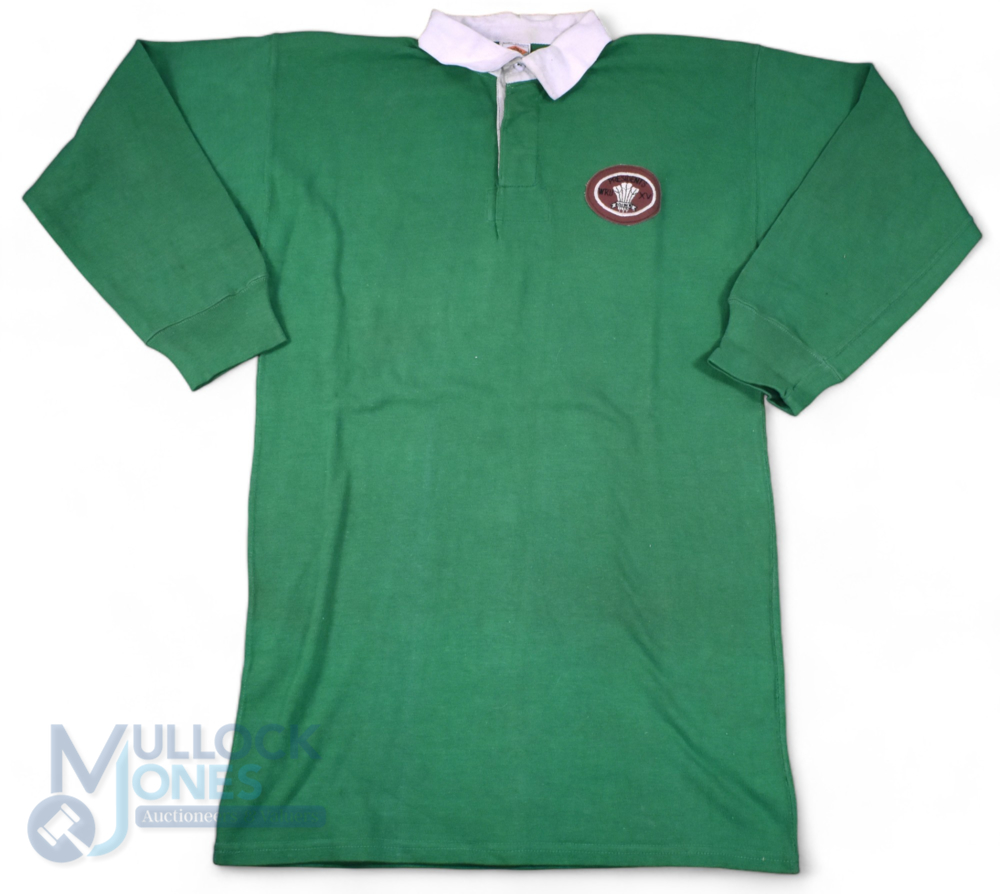 1980s WRU President's XV Green Matchworn Rugby Jersey: Green with special oval WRU President's XV - Image 2 of 3