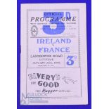 1949 Ireland v France Rugby Programme: 16pp edition for this French visit during an Ireland Triple