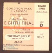 1966 World Cup 1/8 final Match Ticket Brazil v Bulgaria 12 July 1966 at Everton; fair. (1)