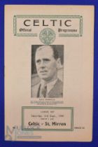 1949/50 Celtic v St. Mirren Scottish League Cup match programme 3 September 1949; team changes o/