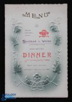 Rare 1908 Wales v Scotland Dinner Menu: Hugely desirable 115-yr-old decorative 4pp fold over card