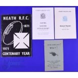 1971 Neath RFC Centenary History and Cardiff etc (4): Striking 60pp softback for the Welsh All